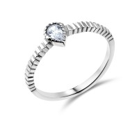 Pear Shaped CZ Silver Ring NSR-458